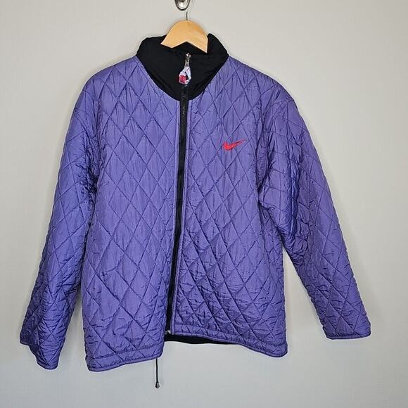 Nike Jackets & Blazers - Nike Women's VTG Black Full Zip Activewear Reversible Puffer Jacket Size XL